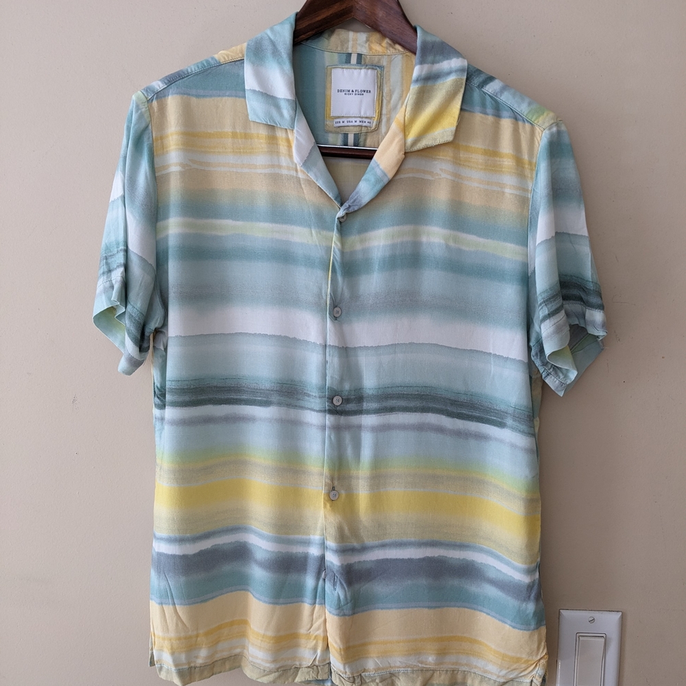 Men's Striped Shirt in Blue and Yellow